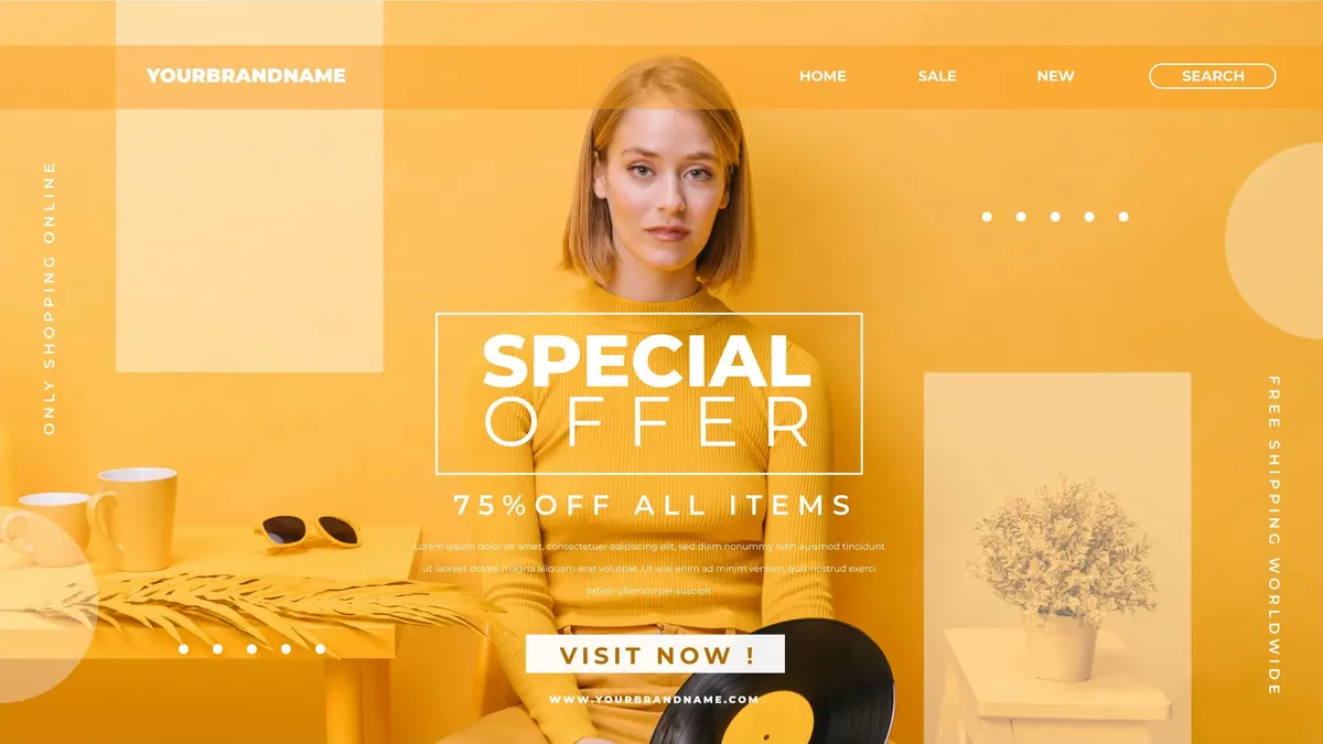 Example fashion store homepage with a seasonal offer banner